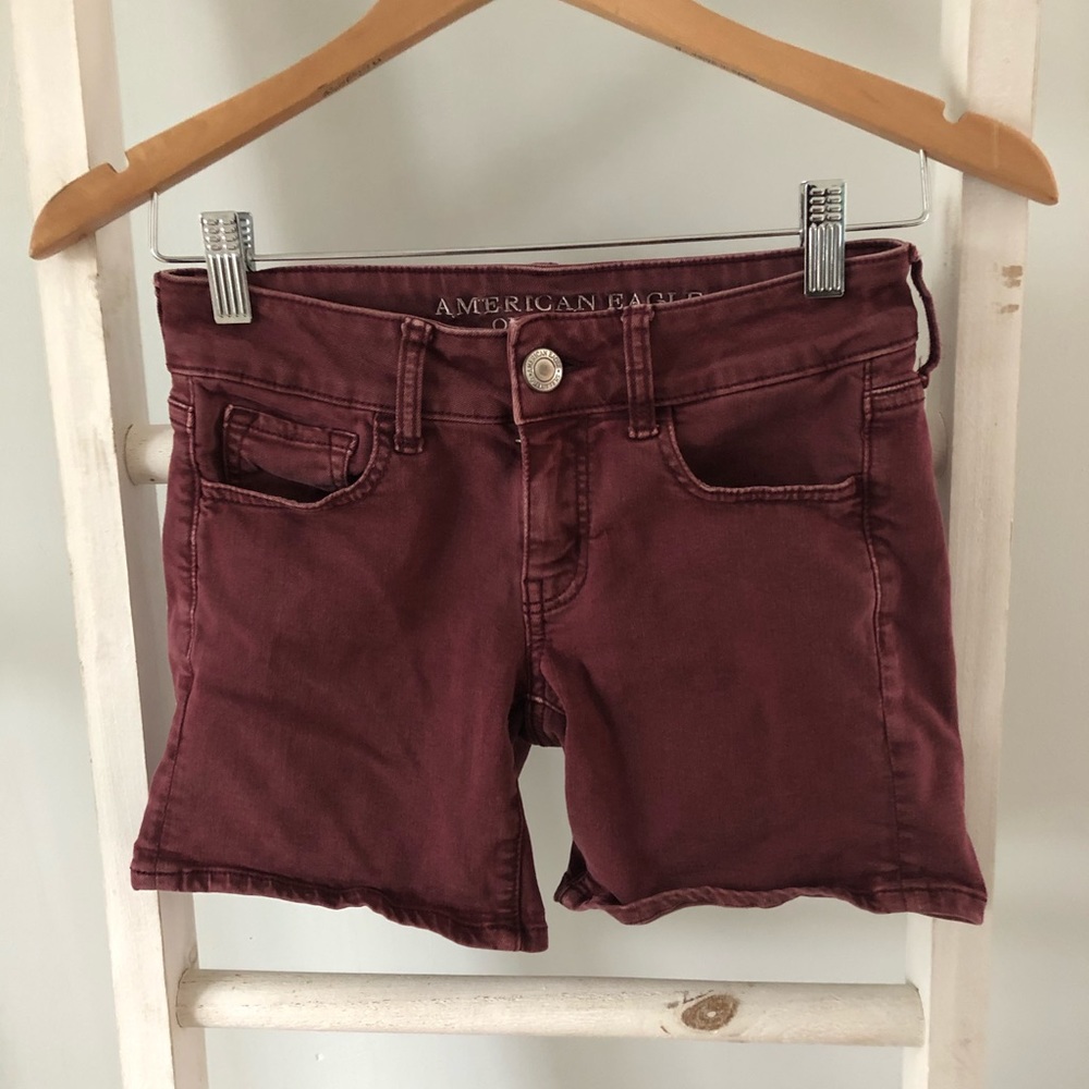 American Eagle Midi Shorts (Maroon) Size:00